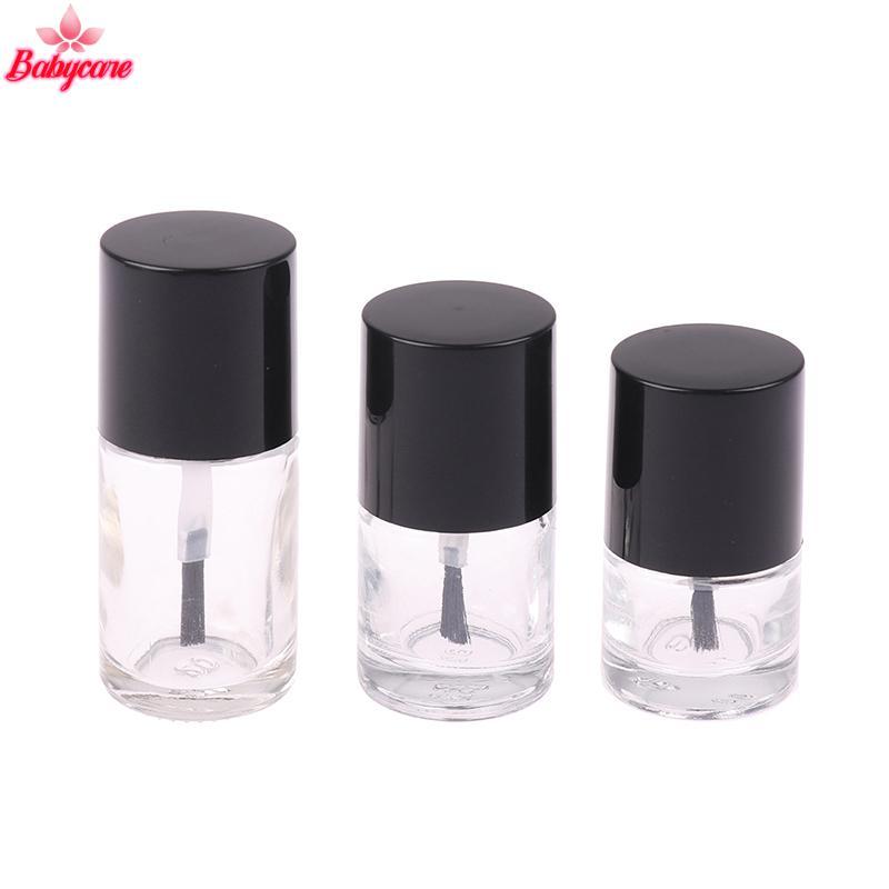 <BYCE-t> 5/10/15 ML ขวดยาทาเล็บเปล่าภาชนะเครื่องสําอางขวดแก้วเล็บพร้อมแปรงแก้วใสพร้อมฝาปิดแปรง
