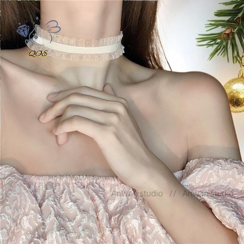 [QOE] กํามะหยี่ลูกไม้ Chokers Nelaces สําหรับผู้หญิงสาวน่ารัก Fairy ดอกไม้คอ Nelaces งานแต่งงานแฟชั่