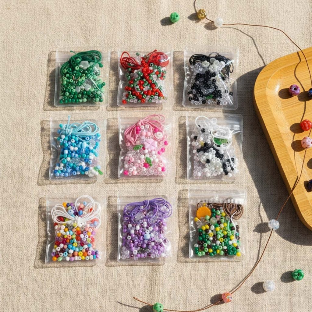 St.kunkka เซ็ตร้อยกำไลเชือกเทียนชุดดอกไม้ ชุดลูกปัดทรายแก้ว สำหรับการทำสร้อยข้อมือและสร้อยคอแบบ DIY