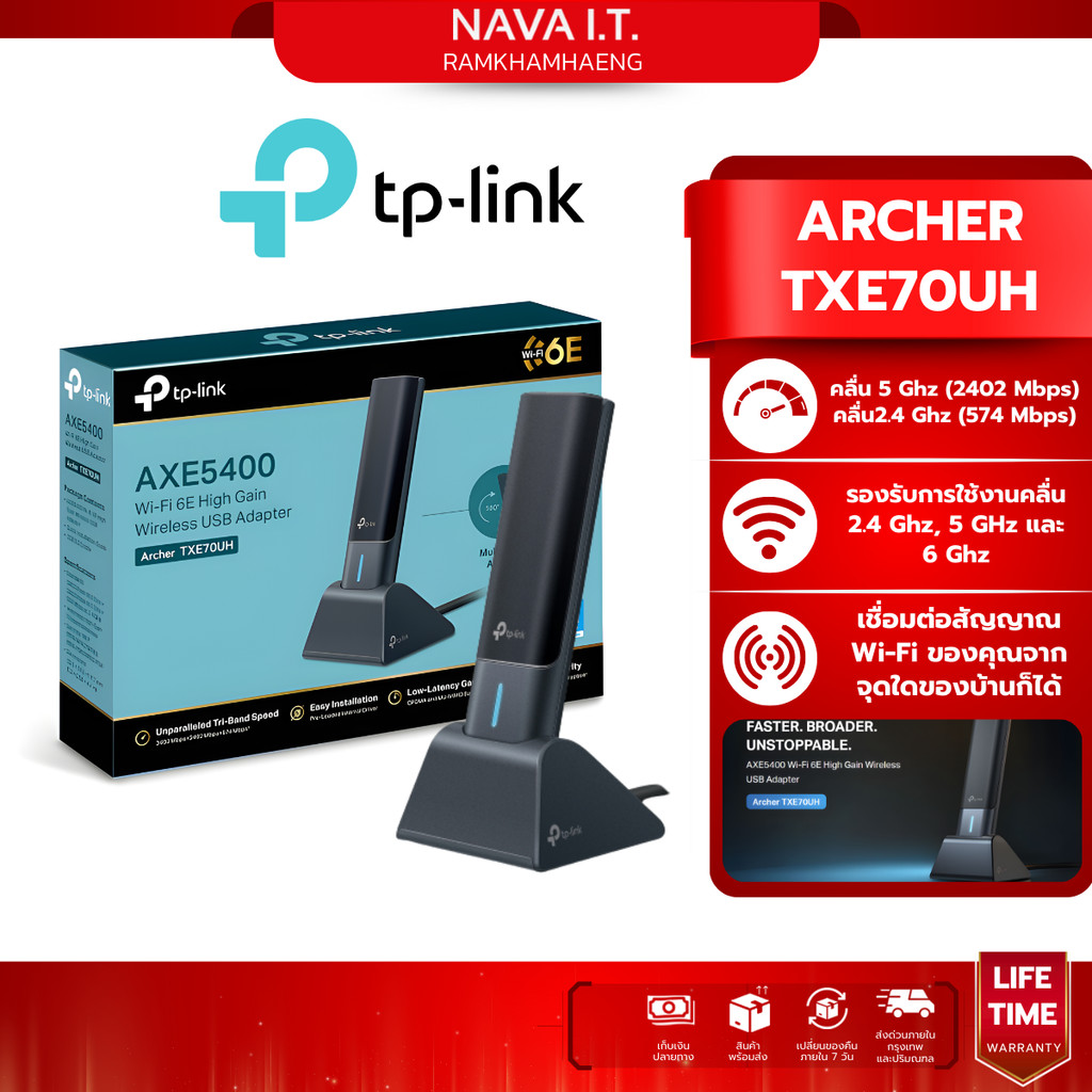 TP-LINK ARCHER TXE70UH AXE5400 Wi-Fi 6E High Gain Wireless USB Adapter ( TBE400UH รุ่นใหม่ WiFi 7 )