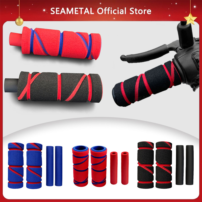 SEAMETAL ฝาครอบแฮนด์มอเตอร์ไซค์ ฝาครอบฟองน้ําระบายอากาศ ฝาครอบป้องกัน แฮนด์จักรยานไฟฟ้า