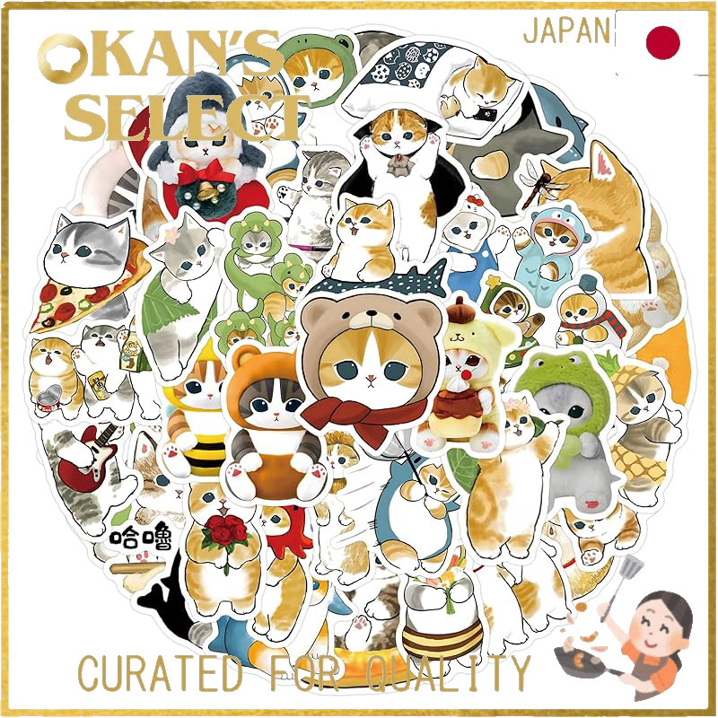 Cat Stickers Set - Cute Cat Stickers for Cars - Mof-Sand, Cats Viewing Cherry Blossoms, Sumi-e Cat S