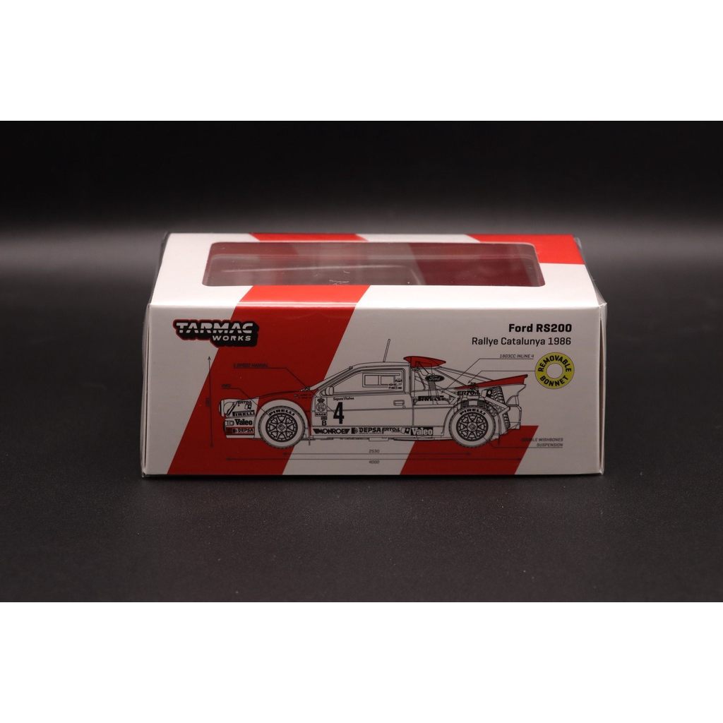 1/64 Tarmac Works TW Ford Ford RS200 Rallye Catalunya 1986 ยี่ห้อใหม่พร้อมสต็อกรถโลหะผสมรุ่นภาพขายเป