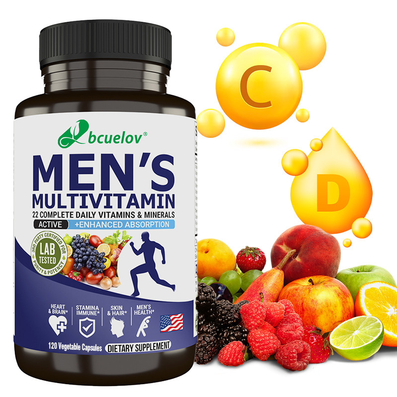 Bcuelov Mens Multivitamin - วิตามิน A, B, C, D, E | Energy, Strength & Immune Health Support