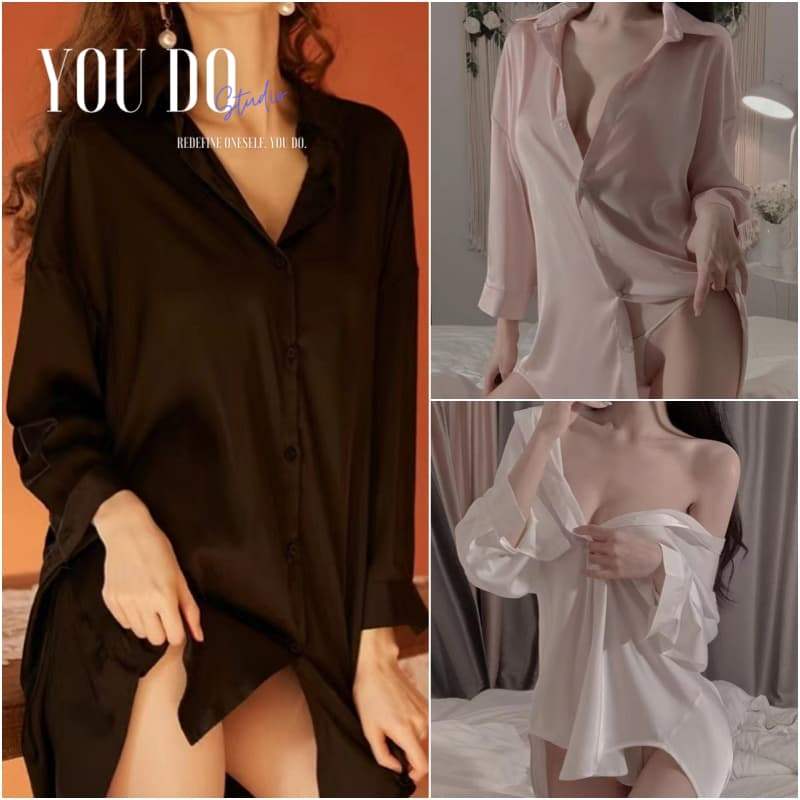 【YOUDU】ซาติน ใหม่ เซ็กซี่ ชุดนอน ชุดนอนซาตินลายดอกไม้สำหรับฤดูใบไม้ร่วงและฤดูหนาวหรูหรา vana sleepwe