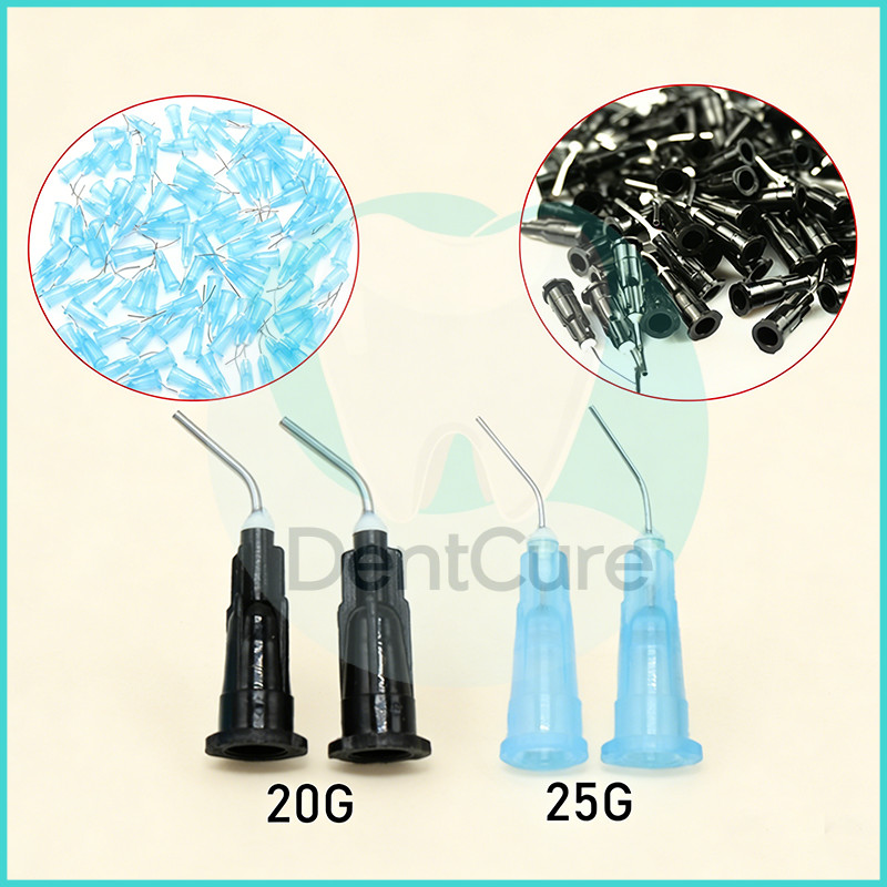 100 ชิ้น ทันตกรรม คอมโพสิตไหลได้ กรดเรซิน แกะสลัก เจล แอพพลิเคชั่น จัดส่ง Dental Irrigation Bent Needle Dispensing Tips