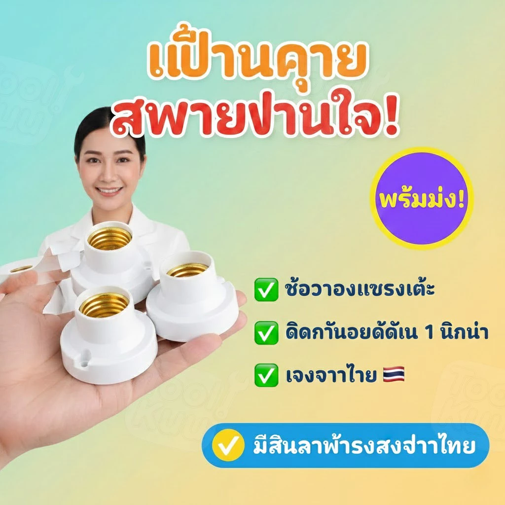 ขั้วหลอดไฟ E27 ขั้วแป้น แบบติดผนัง ติดตั้งง่าย ขั้วเซรามิก คุณภาพดี สีขาว/ดำ สำหรับ บ้าน โรงงาน