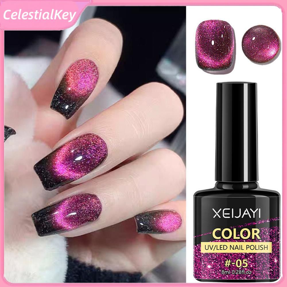 【เก็บเงินปลายD】 [จัดส่งภายใน 24 ชั่วโมง] ยาทาเล็บเจลทรงตาแมว Xeijayi ผงแม่เหล็กสำหรับตกแต่งเล็บเจลทร