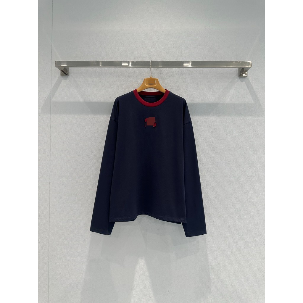 1J6G MIU*MM 2026New early spring color-blocked long-sleeve shirt T Shirt