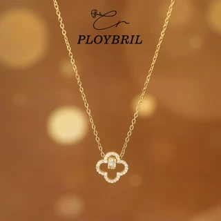 PLOYBRIL สร้อยคอลูกปัดเพชรลายใบโคลเวอร์สี่แฉก สไตล์หรูหรา X030