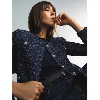 [Pomelo] เสื้อแจ็คเก็ตผ้าทวีต / No Collar Tweed Jacket