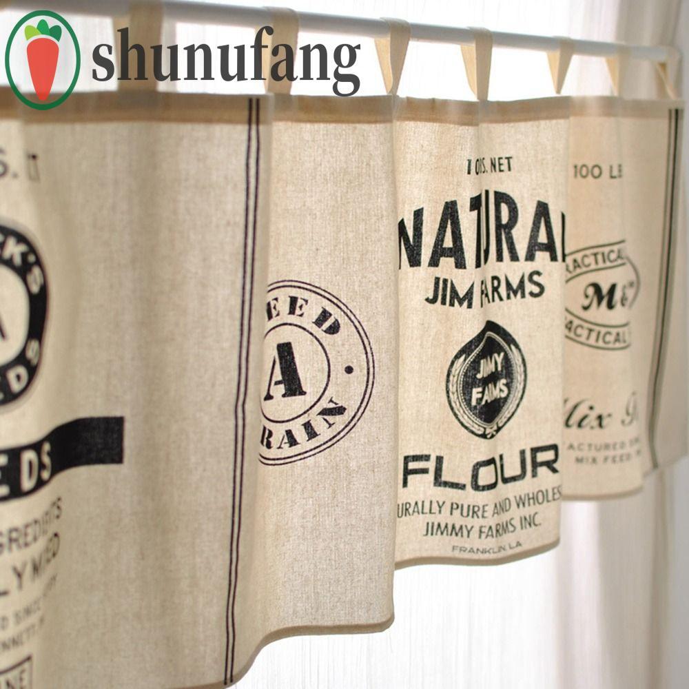 UNUF ครึ่งผ้าม่าน Nordic 45x140 ซม.สําหรับ Home, Cafe, ร้านอาหาร Vintage คําภาษาอังกฤษผ้าม่านประตู