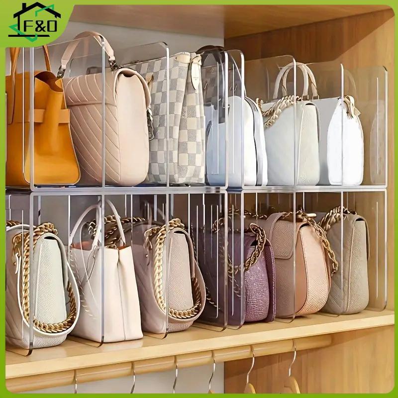 ฉ&โอ พลาสติกใสกระเป๋าถือออแกไนเซอร์4ส่วนกระเป๋าตู้เสื้อผ้าชั้นวาง ง นอกจากนี้ กระเป๋ายืนแสดงกระเป๋าถือออแกไนเซอร์จัดเก็บผู้ถือ .