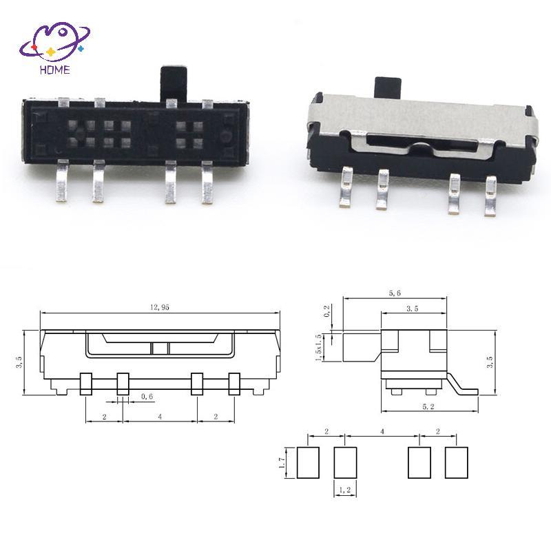 {maysuper} 10 ชิ้น 4 Pin Mini Slide Switch On-OFF 3Position Micro Slide Toggle Switch สวิตช์สไลด์แนว