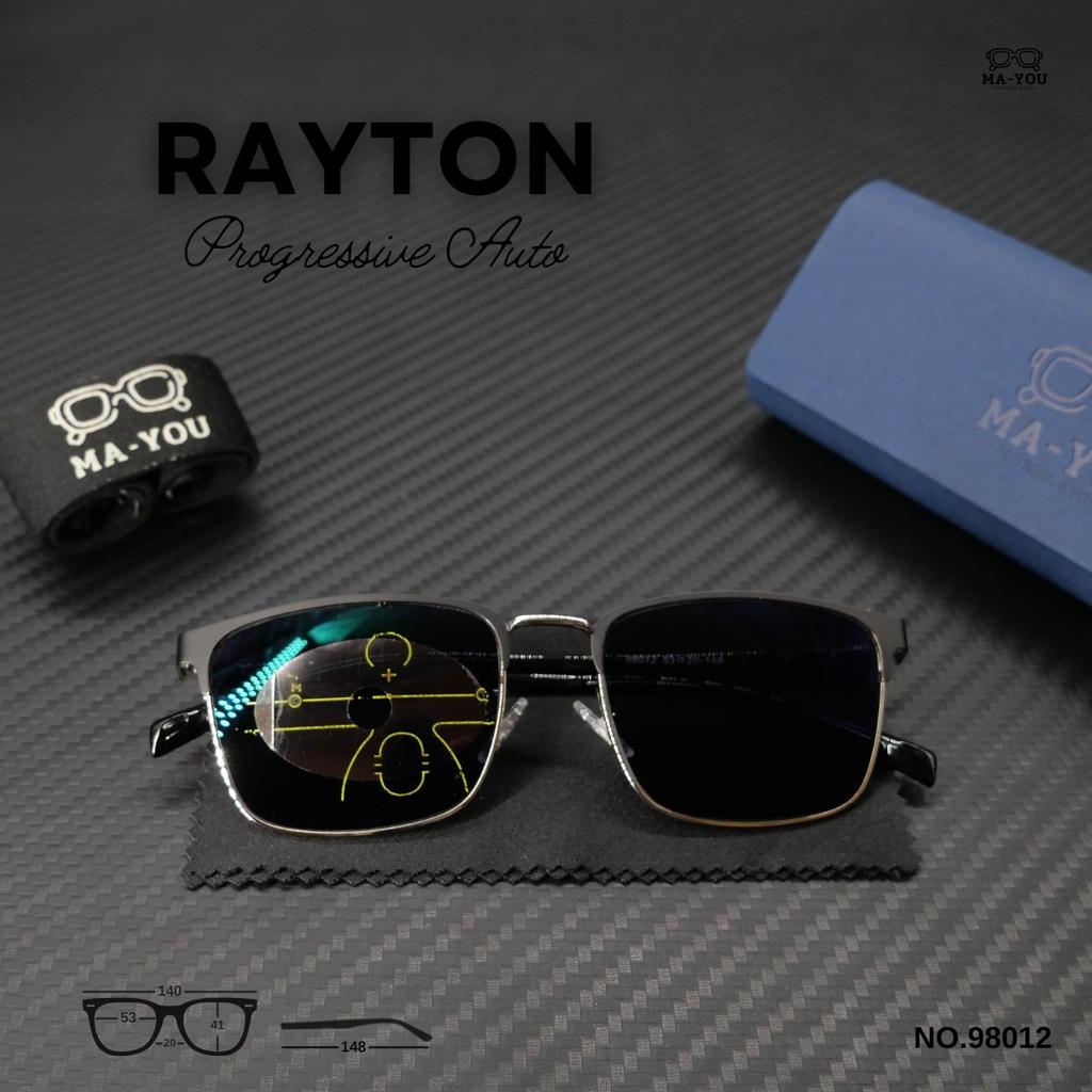 แว่นตาสายตายาวเลนส์โปรเกรสซีฟ รุ่น RAYTON '' เรย์ตัน '' 98012 ระยะเลนส์มองใกล้ กลาง และไกล เลนส์ออกแดดเปลี่ยนสีเทาดำ