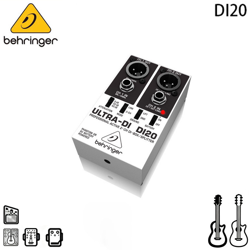 Behringer Direct Box 2ch Splitter Phantom Powered DI20