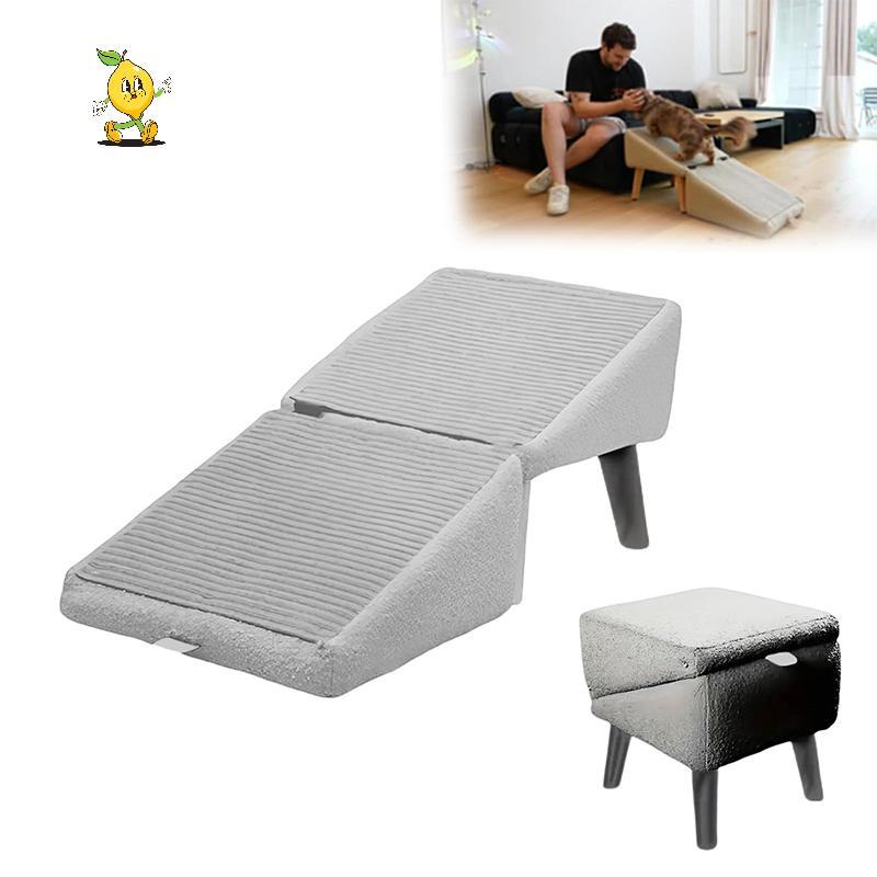 [mozh] 2-in-1 Convertible Wooden Home Step Stool บันไดสุนัข Ramp Ottoman, พับไม่ลื่นแยก Ottoman Doggie Ramp [TH]