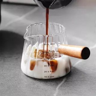 90มล/180มล ไม้จับแก้วเอสเพรสโซ่ถ้วยตวงกาแฟสกัดถ้วยที่มีขนาดทนต่ออุณหภูมิสูงเหยือกนมวัดแก้ว