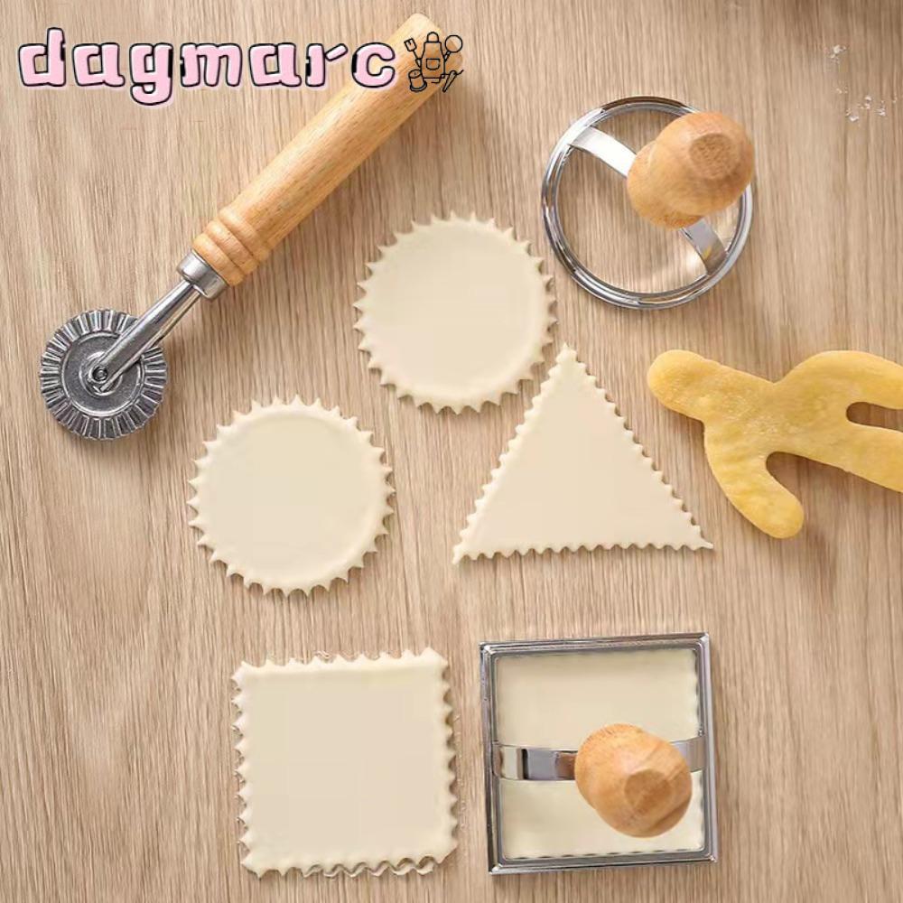 DAGMARC Ravioli Maker Mold, Baking Tool Manual Pastry Press Mold, Quality Dumpling Lace with Wooden 