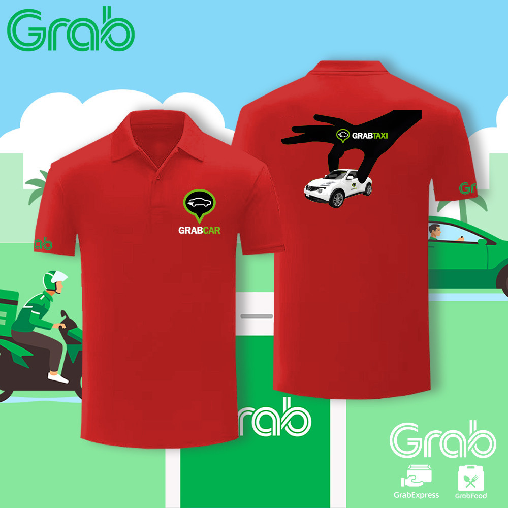 เสื้อผ้าฝ้าย 【สินค้าพร้อมส่ง】Polo Grab Food Rider Baju Grab Classic Polo เสื้อโปโลแขนสั้น top Grab F