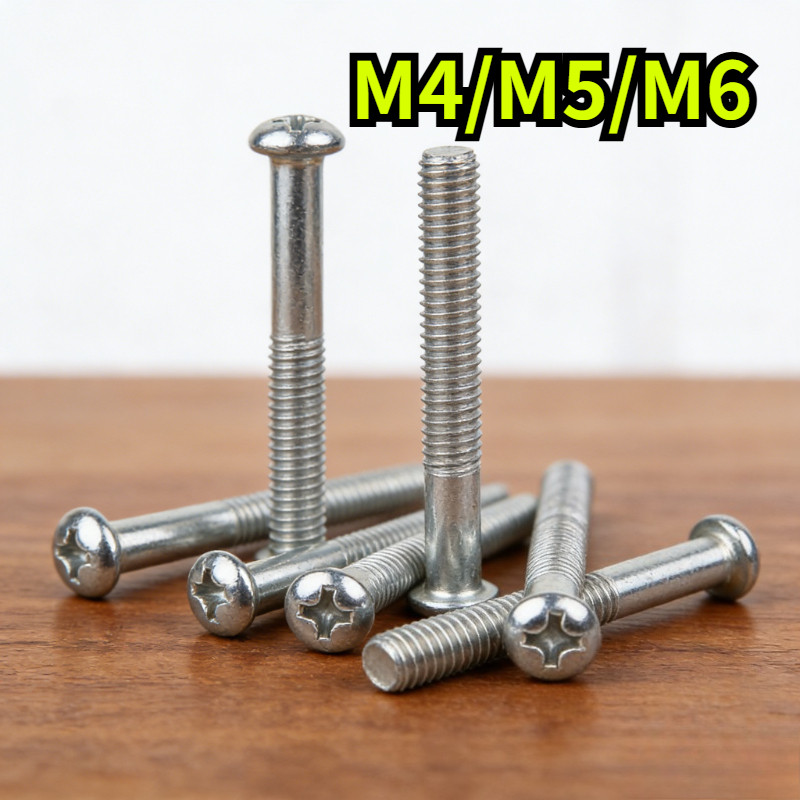 [YDY-R1] สกรู น็อต jp น็อต สกรู หัวกลม หัวแพน แฉก p+ สังกะสีสีขาว เกลียวมิล เธรดครึ่ง M4/M5/M6