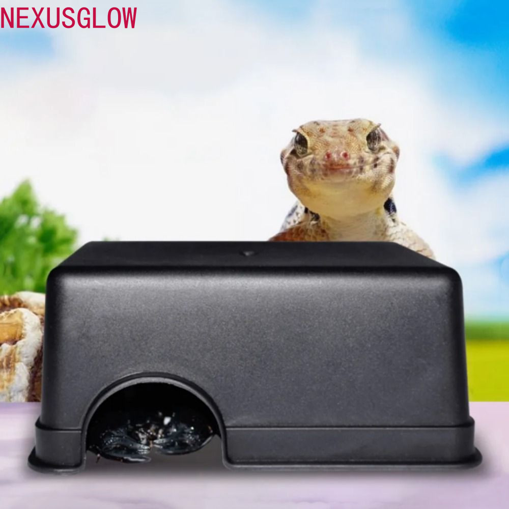 NEXUSGLOW บ้านหลบงู, พลาสติก S/M/L กล่องซ่อนสัตว์เลื้อยคลาน, กล่องปีนเขาสัตว์เลื้อยคลาน สี่เหลี่ยมผืนผ้าสีดํา ถ้ําสัตว์เลื้อยคลานแมงมุม