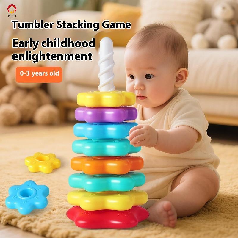 [pto] 1 ชุด Montessori หมุน Rainbow Tower ของเล่นเด็กพัฒนาทักษะมอเตอร์เกม Spinning Staing ของเล่นเพื่อการศึกษาของขวัญ [TH]