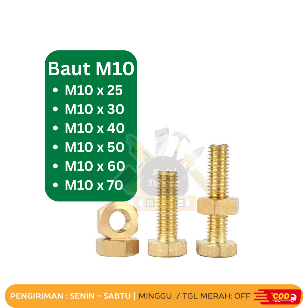 SHOPWORKERS Hex Bolt Nut 10mm Key Bolt 14 M10x25 M10x30 M10x40 M10x50 M10x60 M10x70 Bolt 10x25 10x30