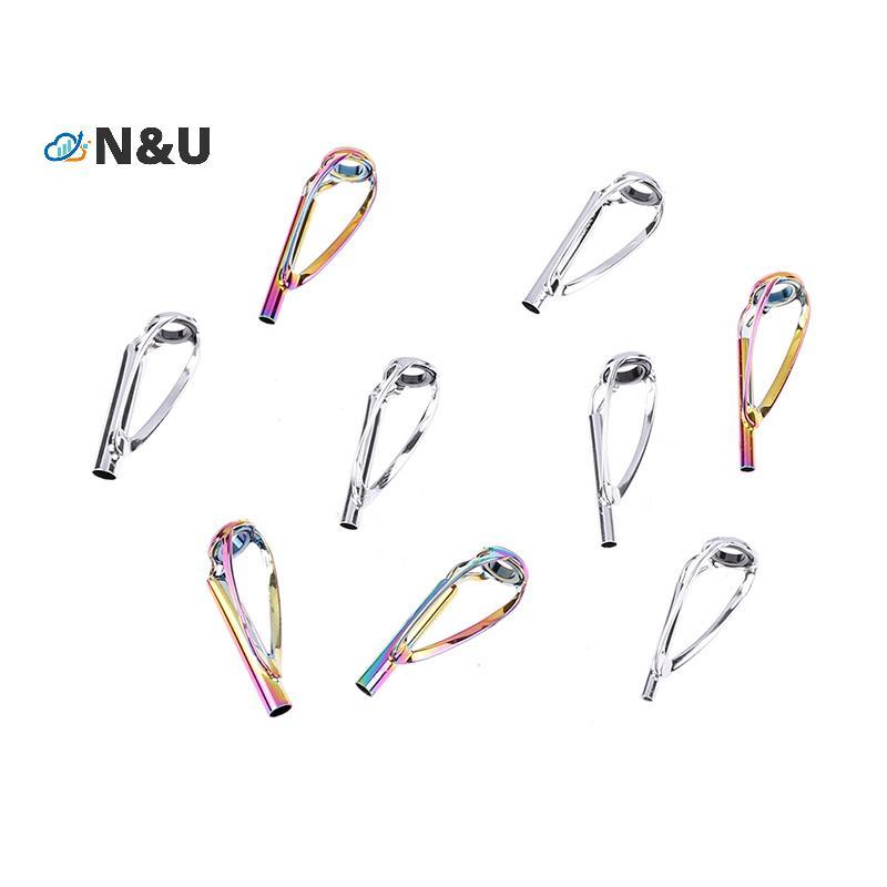N&U 1 ชิ้น Sliver/Rainbow Top Tip Guide แหวนฟรี Tangle สําหรับ Spinning Casting Fishing Rod