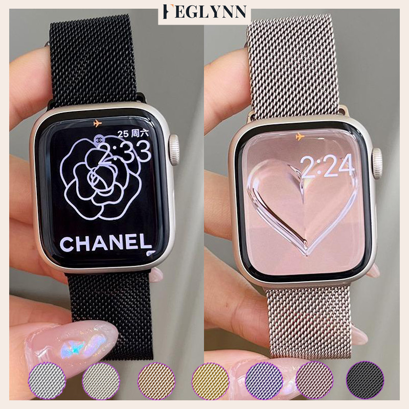 สายรัดสแตนเลส Milanese Loop for IWatch Ultra/SE 3 2 49มม Smart Watch Series 11 10 9 8 7 6 5 4 46/45/44/42/41/38มม