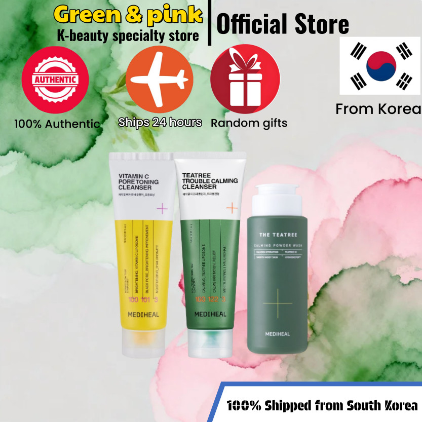 [MEDIHEAL] The TeaTree Calming Pore Powder Wash 50g/วิตามินซีคลีนเซอร์ 120ml/Teatree Cleanser 120ml