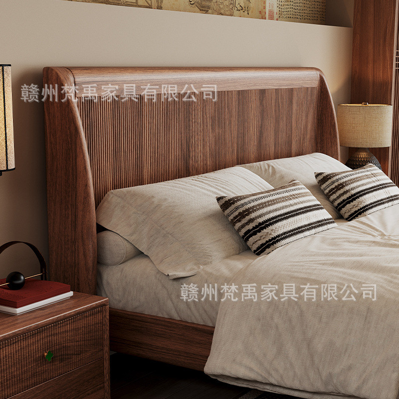2026 North American วอลนัทสีดําไม้เนื้อแข็งเตียงขนาดใหญ่ใหม่จีนในครัวเรือนโมเดิร์น 1.5m 1.8m เตียงเก