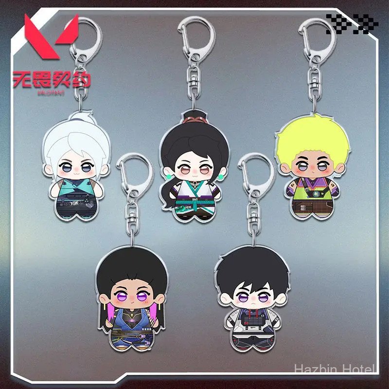 Hot VALORANT Love Letter Series อะนิเมะน่ารักพวงกุญแจ Jett Omen Clove อะคริลิค Key Chain Man Kawaii 