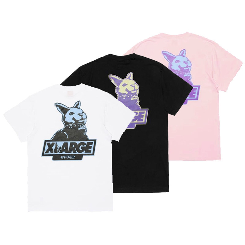 FR2 Tide แขนสั้นญี่ปุ่นฤดูร้อนใหม่พิมพ์ผู้ชายและผู้หญิงคู่อเนกประสงค์ลูกเรือคอ 100% Premium Cotton เ