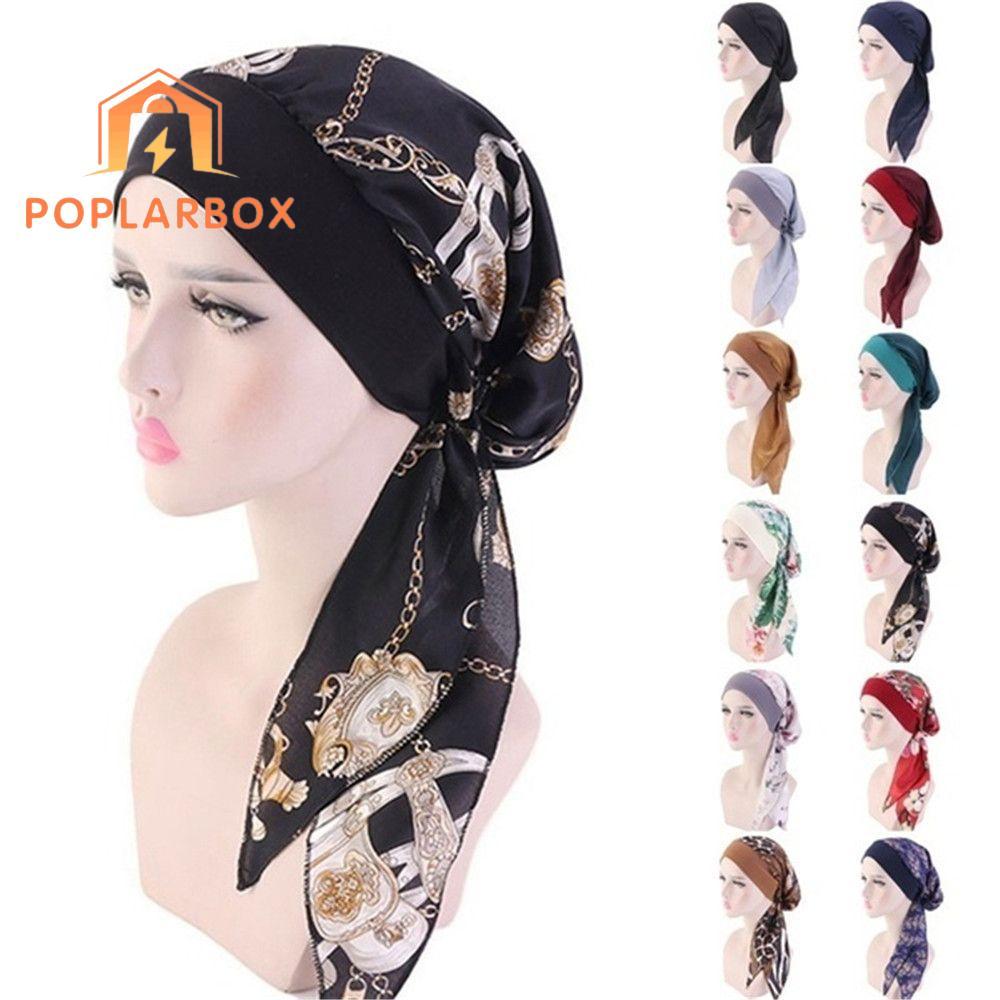 EPTRO Cancer Head Scarf ผู้หญิง Pre-Tied พิมพ์ยืดหยุ่น Chemo Pirate Cap