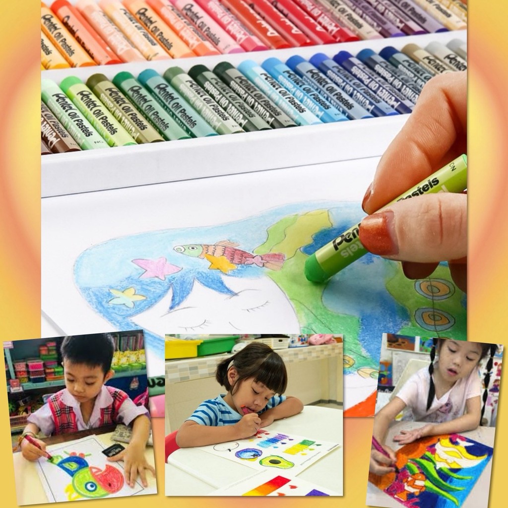 💎 สีเทียน Oil Pastels ปลอดสารพิษ วาดภาพ ระบายสี งานศิลปะ รุ่นอัพเกรด เนื้อสีเนียนนุ่ม เขียนระบายง่าย สีสดใส ติดกระดาษ 💎