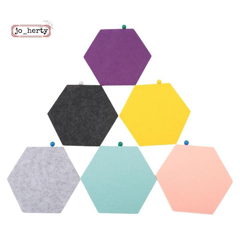 [Promete J]ชุด 6 หกเหลี่ยม Felt Pin Board Self กาว Bulletin Memo Photo Cork Boards โฟมสีสันสดใสกระเบ