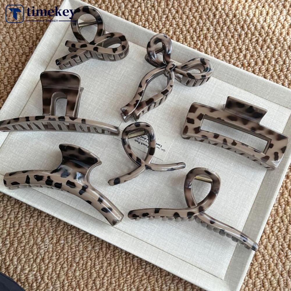 TIMEKEY กิ๊บติดผมฉลามขนาดใหญ่ สำหรับผู้หญิง แบบหรูหรา ยึดแน่นไม่เลื่อน ลายเสือดาว polka dot G6J5