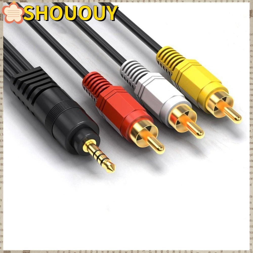 SHOUUY 3.5 มม.ถึง 3 สาย RCA, Plug and Play Gold Plated AV คุณภาพสูง 1 ถึง 3 ทนทานชายสายเสียงสําหรับก