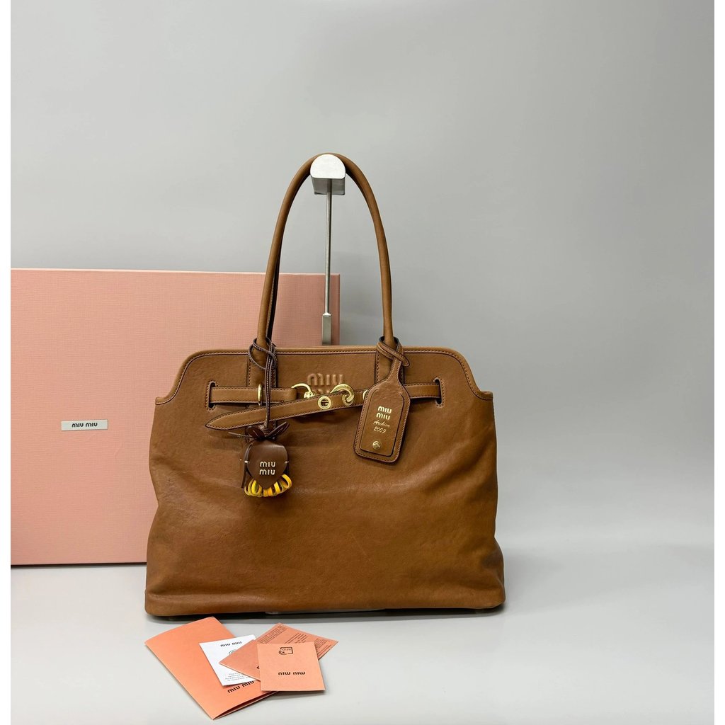 Miumiu Aventure Retro Tote Bag Nappa Leather Tricolor