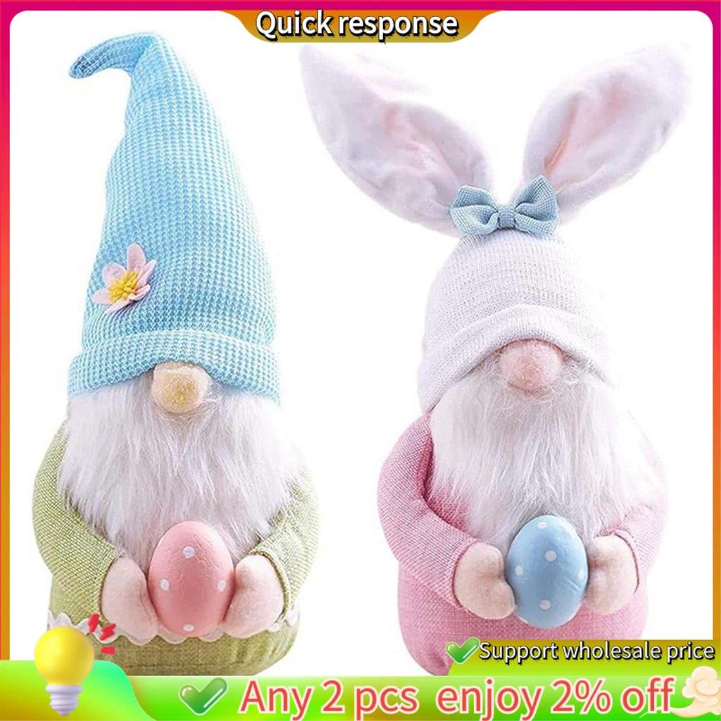 ในสต็อก-2 ชิ้น Bunny Gnome พร้อมไข่อีสเตอร์, Handmade Gnome Faceless ตุ๊กตา,ของขวัญสําหรับตกแต่งห้อง