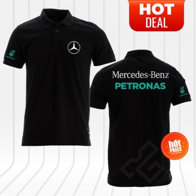 ใหม่ Mercedes-Benz Petronas F1 Team Logo เสื้อยืดโปโลแขนสั้น Unisex