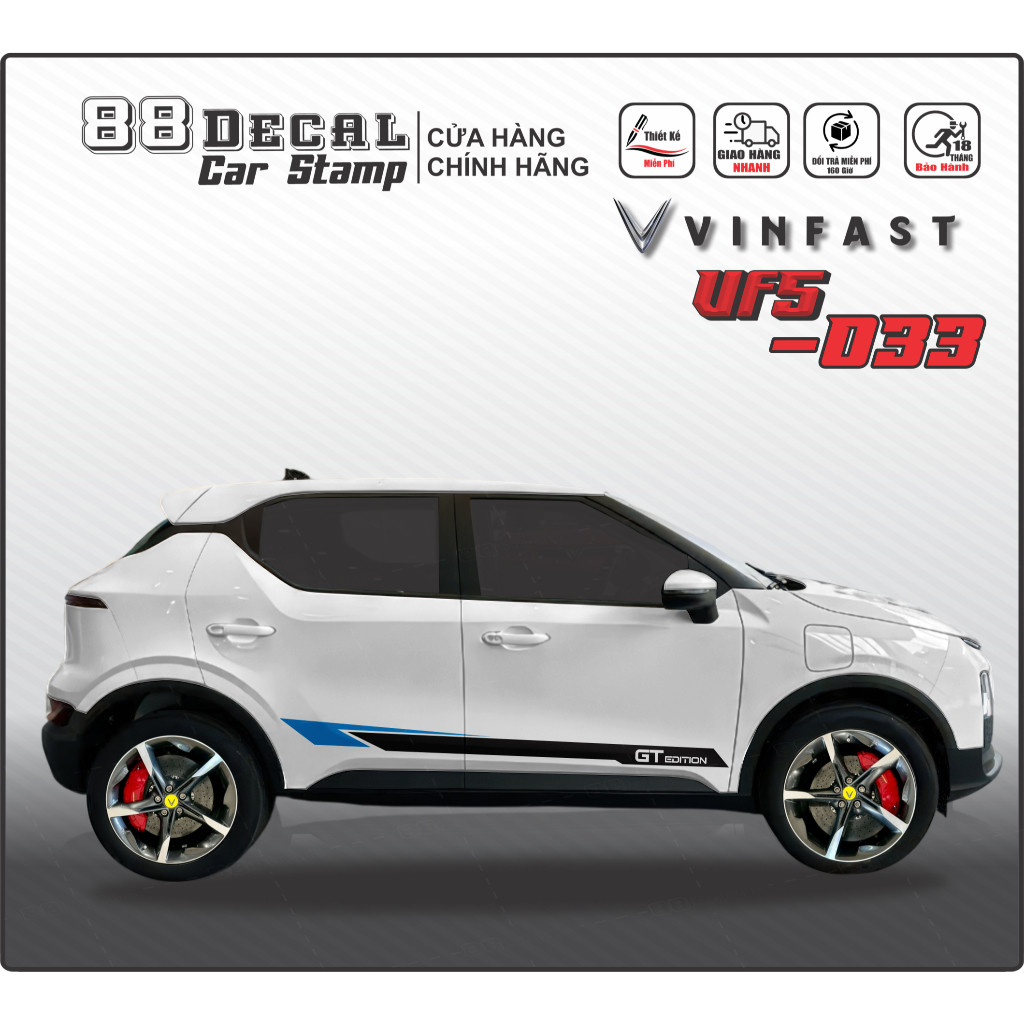 สติ๊กเกอร์ติดรถ VF5 - รูปลอกคุณภาพสูง สติกเกอร์กีฬา จีดี การแก้ไข รุ่น (ครบสี) 1 ชุดมี 2 ด้าน (รุ่น 