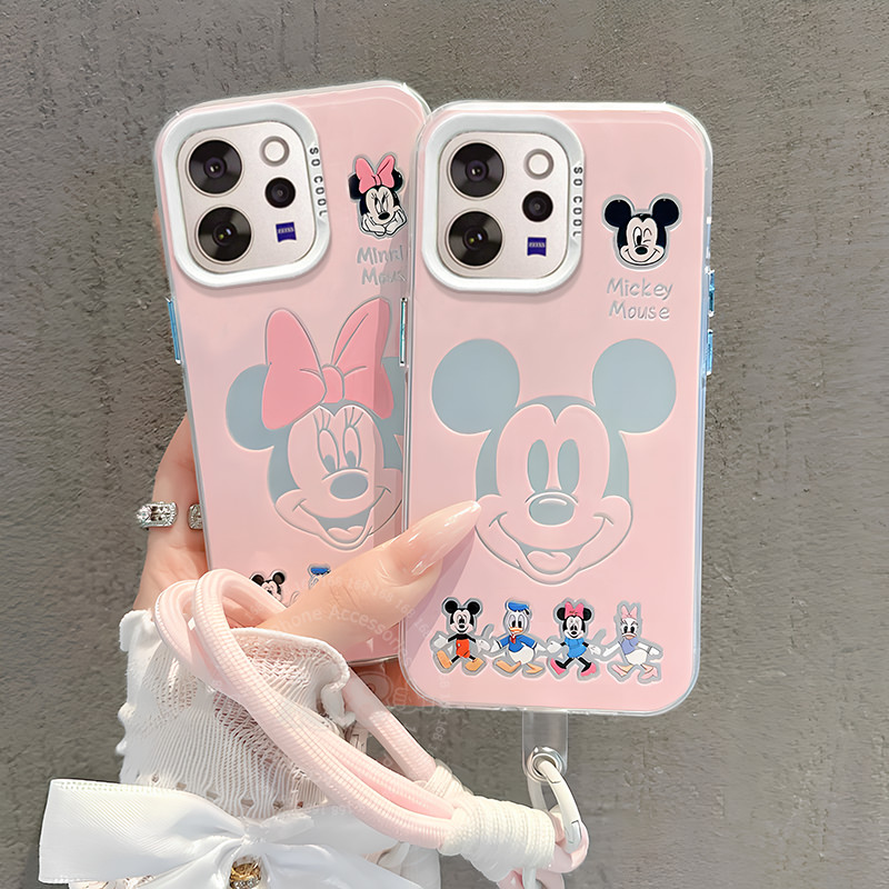 เคส Vivo V70 Case เคสลายการ์ตูนคู่รักน่ารัก มิกกี้ มินนี่ เมาส์ แบบด้าน กันกระแทก พร้อมสายคล้องโทรศัพท์ ขอบซิลิโคนอ่อนนุ่ม เคสโทรศัพท์สำหรับสาว ๆ นักเรียน