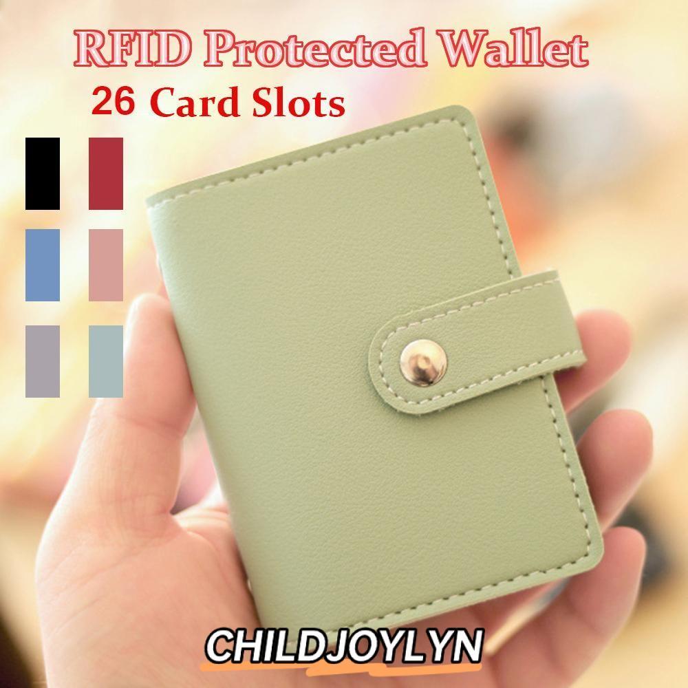 CHILDJOYLYN กระเป๋าสตางค์PU สีหลากหลาย มี26ช่องใส่บัตร