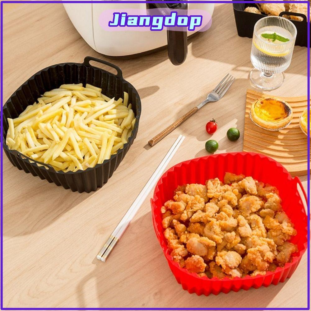 JIANG เตาอบสําหรับ 4-7 QT สีดําสีแดงซิลิโคน Air Fryer Liners, Air Fryer อุปกรณ์เสริมนํากลับมาใช้ใหม่