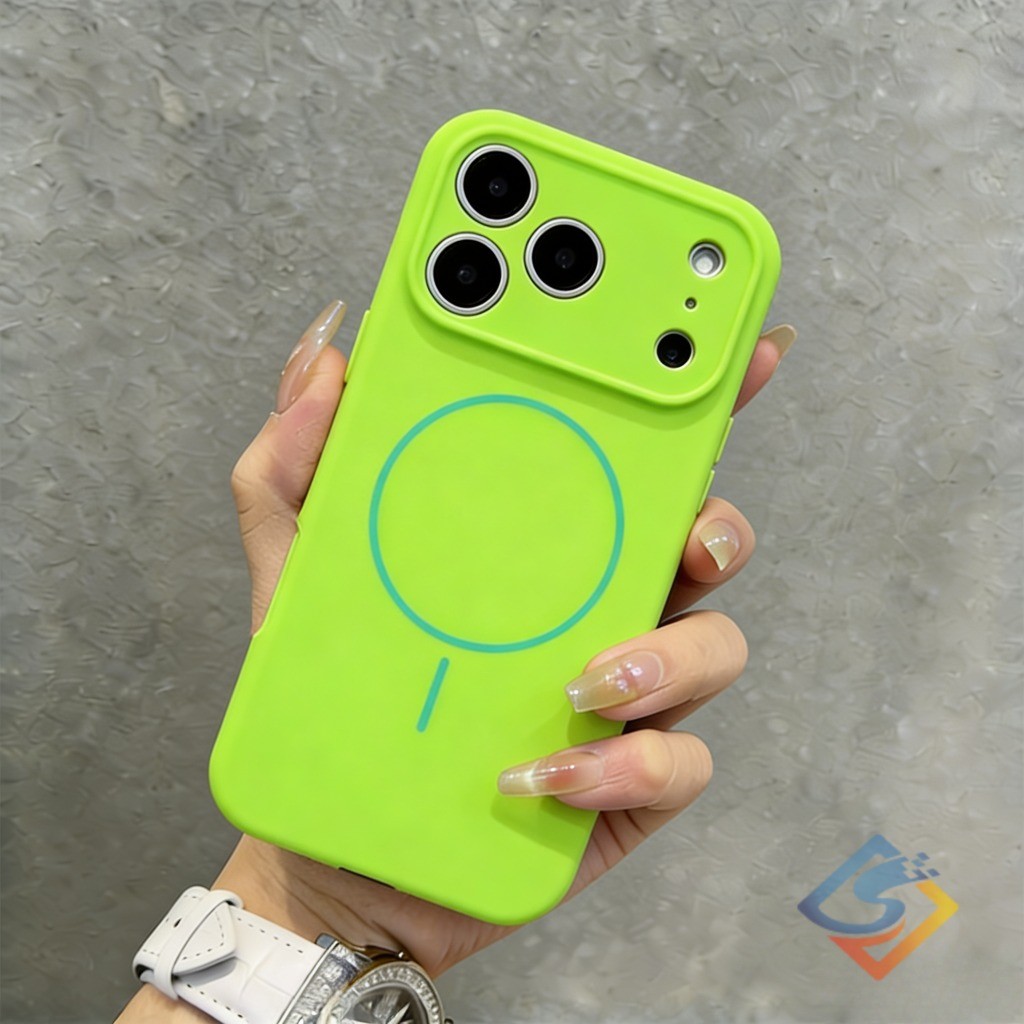 ใหม่ 17 Series ซิลิโคน micropyle นีออนสีเขียวเคสโทรศัพท์สําหรับ iPhone 17 Pro Max 12 13 14 15 16 Pro Max 14/15/16Plus แม่เหล็กกันกระแทกพร้อมการป้องกันทหาร