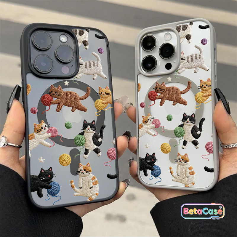 ลายใหม่ เคสไอโฟนพิมพ์ลายน้องแมวเล่นไหมพรมสุดน่ารัก สำหรับ iPhone 17 16 15 14 13 12 11 17 Pro Max Plus ทุกรุ่น