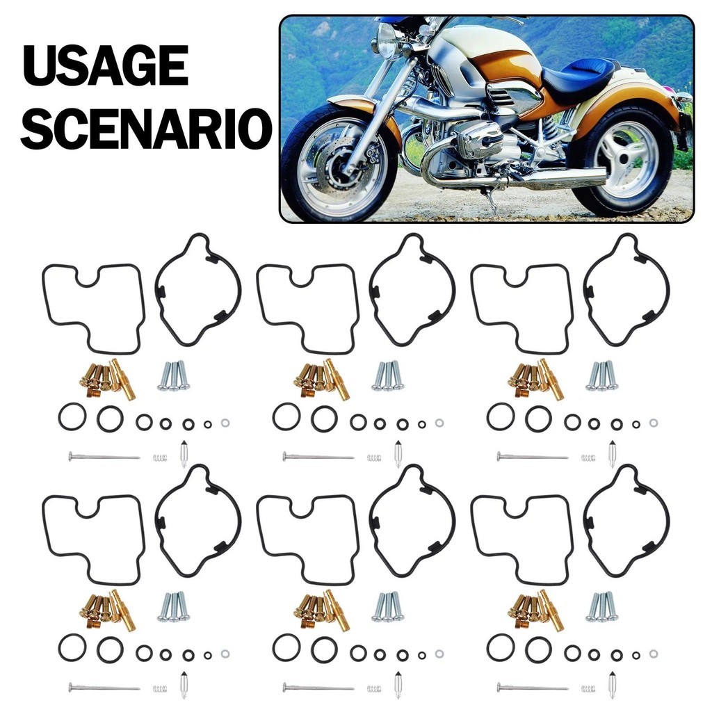 ชุดซ่อมคาร์บูเรเตอร์ 6x แพ็คสําหรับ Honda GL1500C GL1500CT Tour Valkyrie 1500 19972003 แพ็คเกจที่ครอ