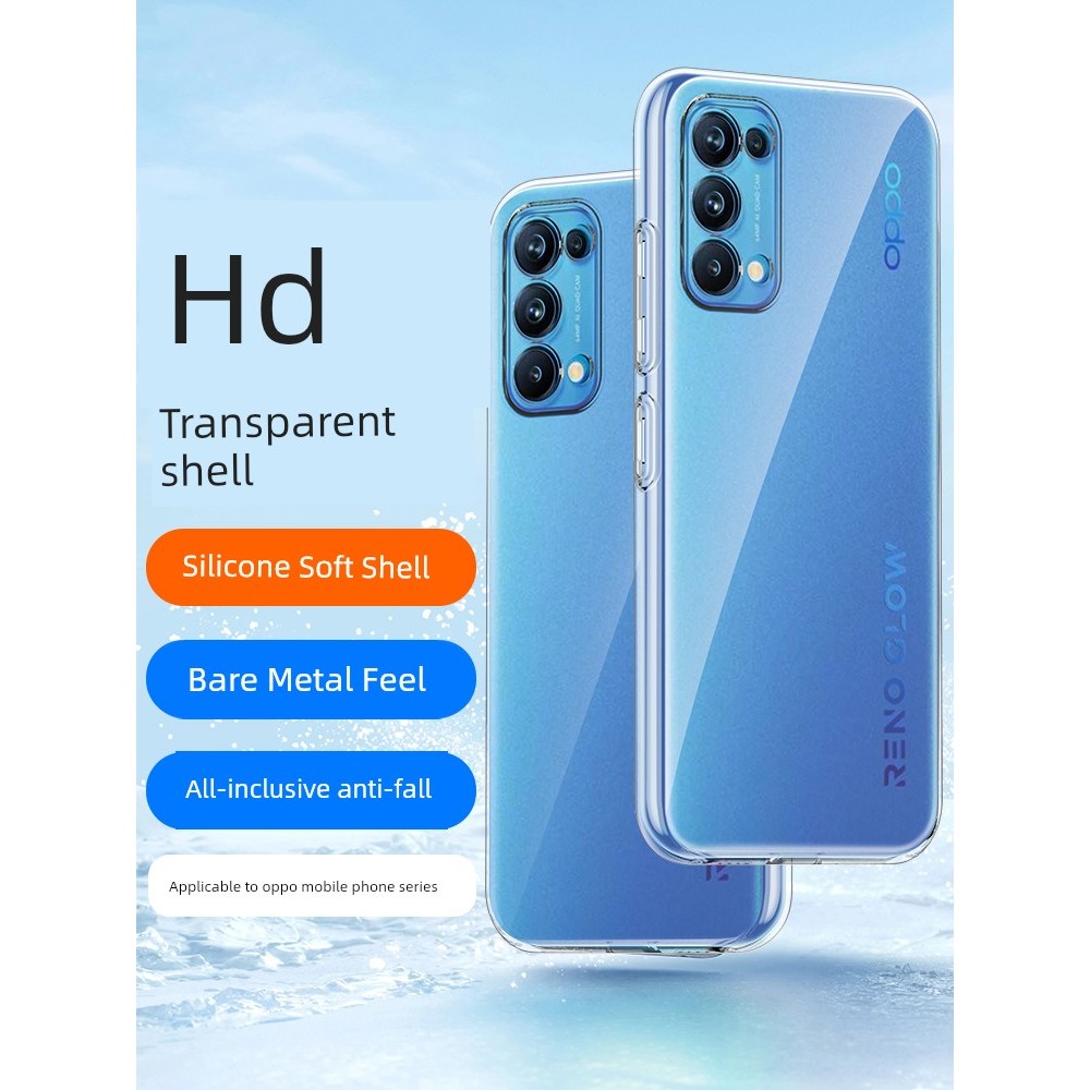เคสออปโป้ a18 เคสoppo a18 เหมาะสําหรับ oppoReno5 เคสโทรศัพท์ oppo Reno5Pro + โปร่งใส reno5K ซิลิโคนก